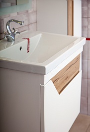 Бриклаер Мебель для ванной Брайтон 80 (Фостер) белая матовая/дуб кера – фотография-4